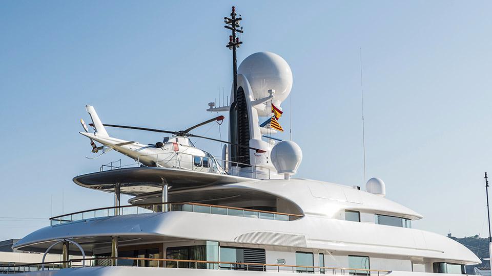 yacht with a helipad