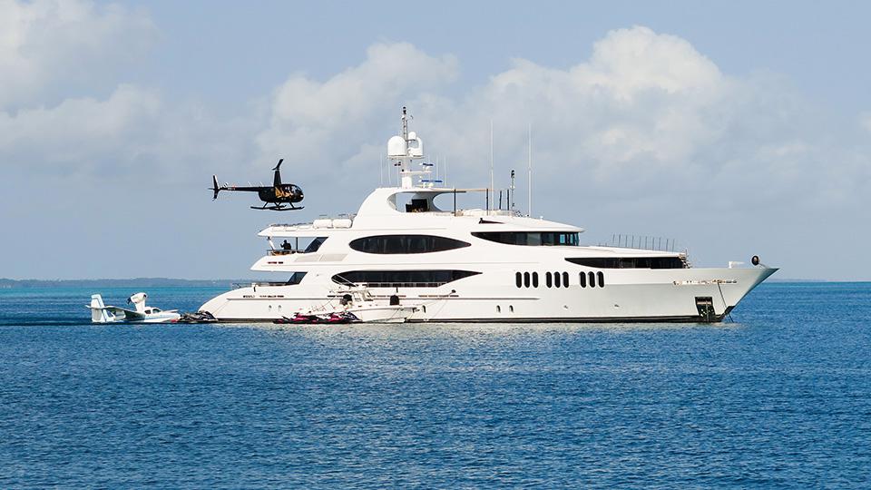 yacht with a helipad