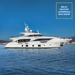 EURUS 95-foot Benetti luxury superyacht at FLIBS Fort Lauderdale Boat Show with Merle Wood & Associates