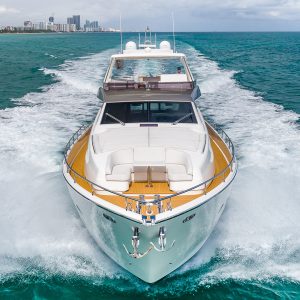 Evolution 80-foot Ferretti luxury yacht for sale with Merle wood & Associates