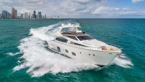 Evolution 80-foot Ferretti luxury yacht for sale with Merle Wood & Associates