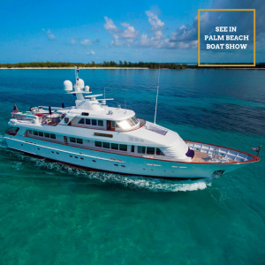 LADY VICTORIA 120' Feadship luxury superyacht at Palm Beach Boat Show with Merle Wood & Associates