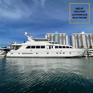 HAPPY 97-foot Hargrave luxury yacht for sale with Merle Wood & Associates at the 2021 Fort Lauderdale International Boat Show